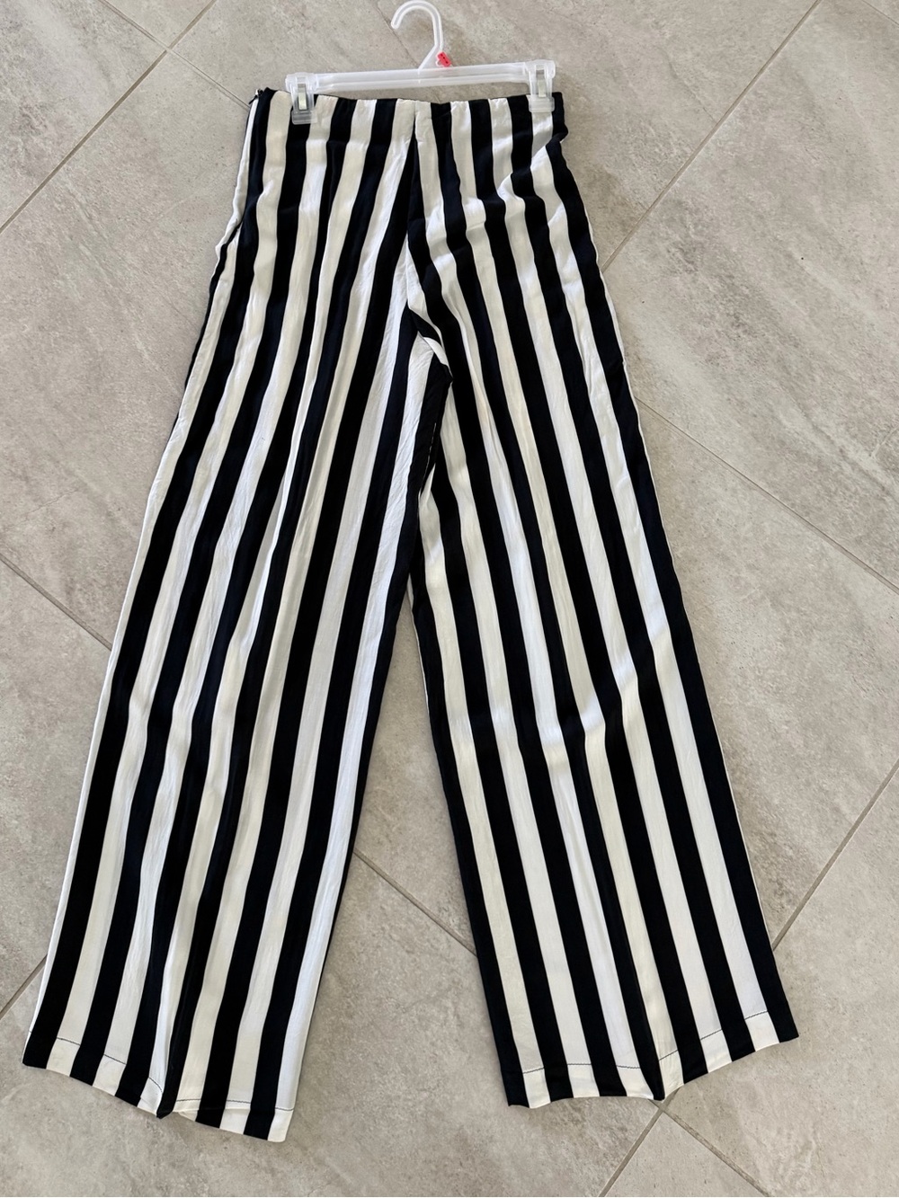 Alythea Black and White Striped High-Waist Trousers